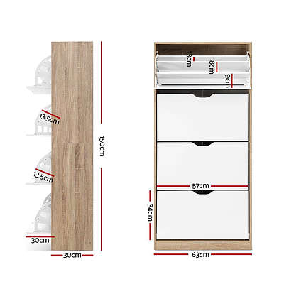 48 Pairs Shoe Cabinet Rack Organiser Storage Shelf Wooden - Brand New - Free Shipping