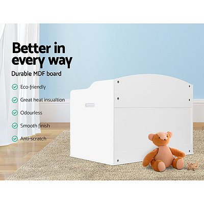 Kids Toy Box Storage Cabinet Chest Blanket Children Clothes Organiser White - Brand New - Free Shipping