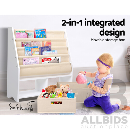 4 tier Kids Bookshelf Wooden Bookcase Children Toy Organiser Display Rack - Brand New - Free Shipping
