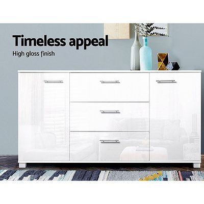 High Gloss Sideboard Storage Cabinet Cupboard - White - Brand New - Free Shipping