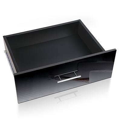 High Gloss Two Drawers Bedside Table Black - Brand New