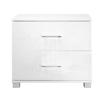 High Gloss Two Drawers Bedside Table White - Free Shipping