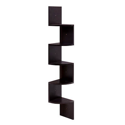 5 Tier Corner Wall Floating Shelf Mount Display Bookshelf Rack Brown - Brand New - Free Shipping