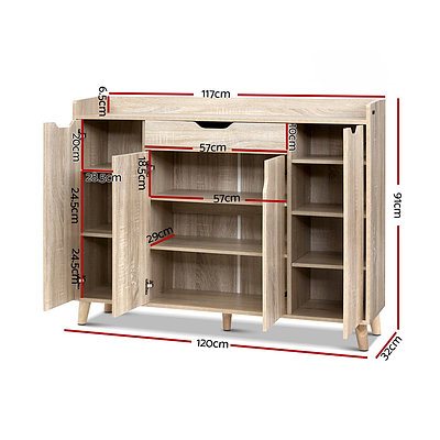 Shoe Cabinet Shoes Storage Rack 120cm Organiser Drawer Cupboard Wood - Brand New - Free Shipping