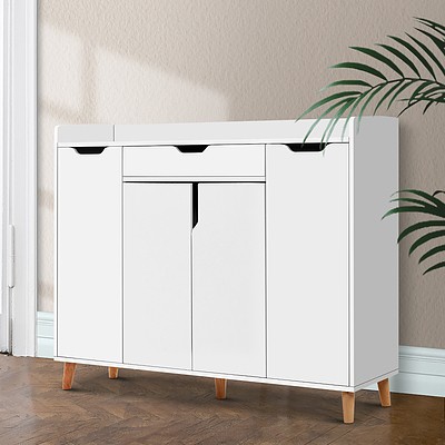 Shoe Cabinet Shoes Storage Rack 120cm Organiser White Drawer Cupboard - Brand New - Free Shipping