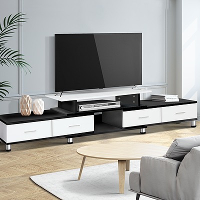 TV Cabinet Entertainment Unit Stand Wooden 160CM To 220CM Storage Drawers Black White - Brand New - Free Shipping