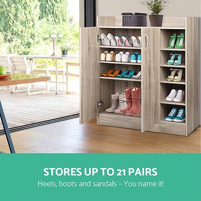 2 Doors Shoe Cabinet Storage Cupboard - Wood - Brand New - Free Shipping