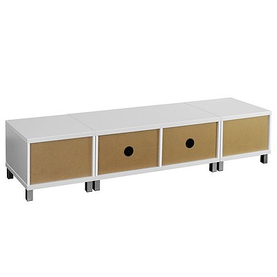 Entertainment Unit  with Cabinets - White - Free Shipping