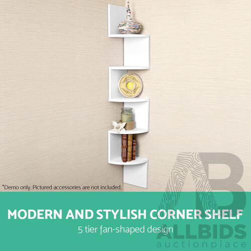 5 Tier Corner Wall Shelf - White - Brand New - Free Shipping