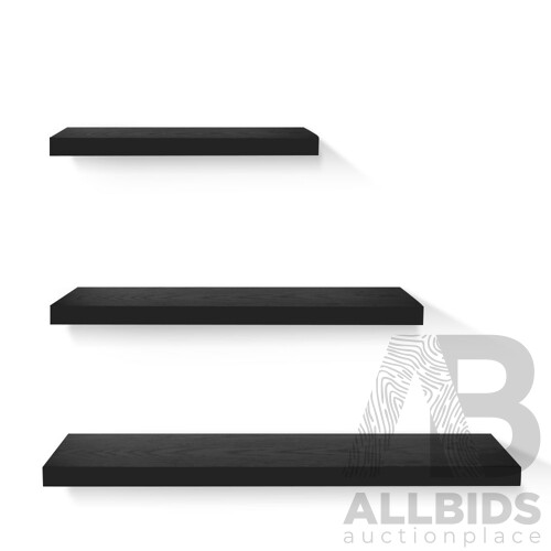 3 Piece Floating Wall Shelves - Black