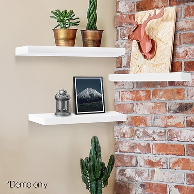 Artiss 3 Piece Floating Wall Shelves - White - Free Shipping