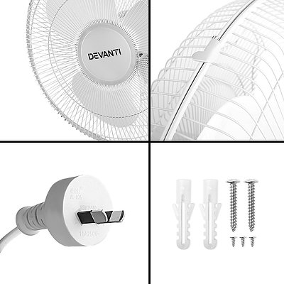 40cm Wall Mounted Fan with Remote Control - White - Brand New - Free Shipping
