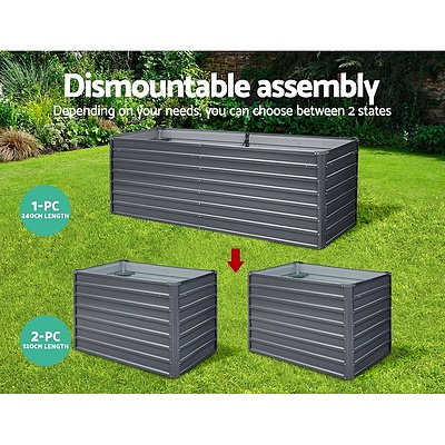 Garden Bed 240X80X77CM Galvanised Raised Steel Instant Planter 2N1 - Brand New - Free Shipping