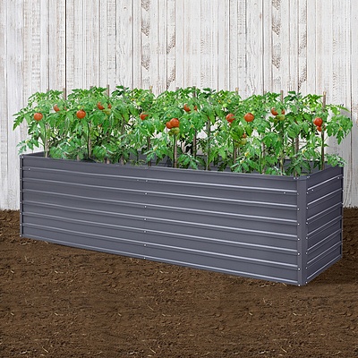 Galvanised Steel Raised Garden Bed Instant Planter 160 x 80 x 77cm Aluminium X2