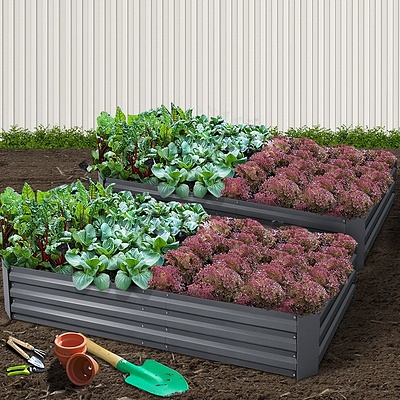 Set of 2 210cm x 90cm Raised Garden Bed - Aluminium Grey - Brand New - Free Shipping