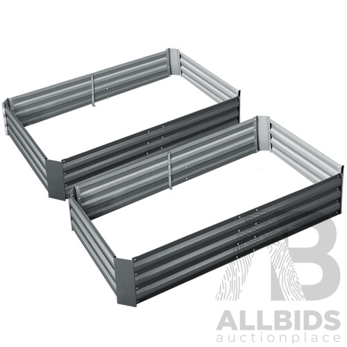 Set of 2 Galvanised Steel Garden Bed - Aluminium Grey - Brand New - Free Shipping