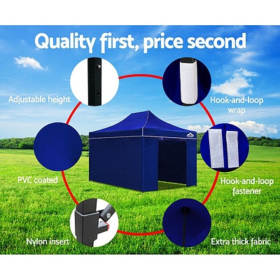 Gazebo Pop Up Marquee 3x4.5m Folding Wedding Tent Gazebos Shade Blue - Brand New - Free Shipping
