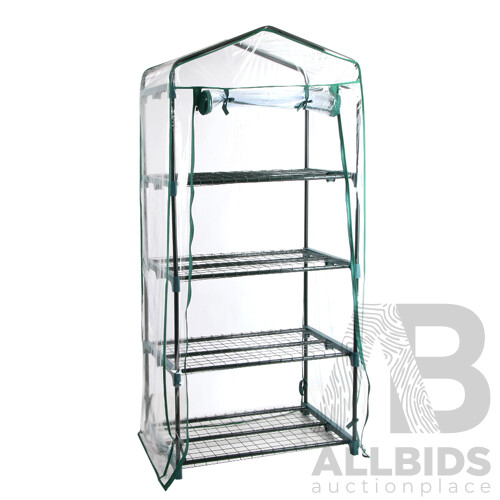 4 Shelf Greenhouse with Transparent PVC Cover - Free Shipping