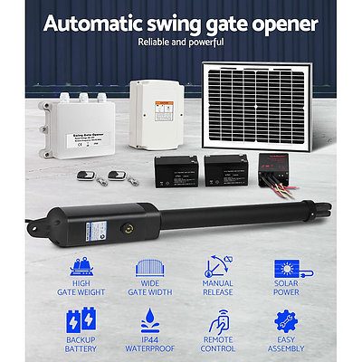 LockMaster Automatic Full Solar Power Swing Gate Opener Kit 600KG - Free Shipping