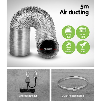4" Hydroponics Grow Tent Kit Ventilation Kit Fan Carbon Filter Duct