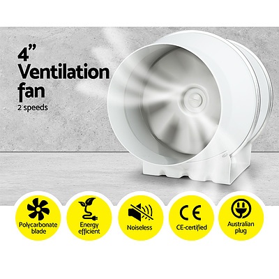 4" Hydroponics Grow Tent Kit Ventilation Kit Fan Carbon Filter Duct