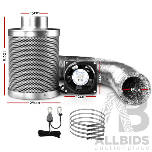 Ventilation Fan and Active Carbon Filter Ducting Kit  - Brand New - Free Shipping