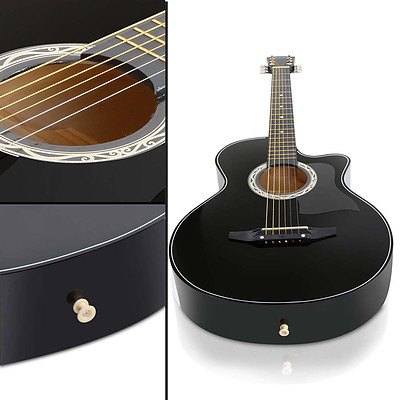 38 Inch Wooden Acoustic Guitar Black - Brand New - Free Shipping