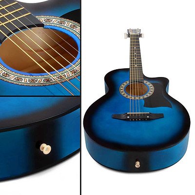 38 Inch Wooden Acoustic Guitar - Blue