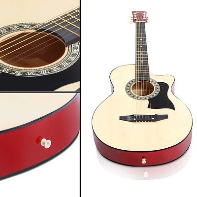 38 Inch Wooden Acoustic Guitar Natural - Brand New