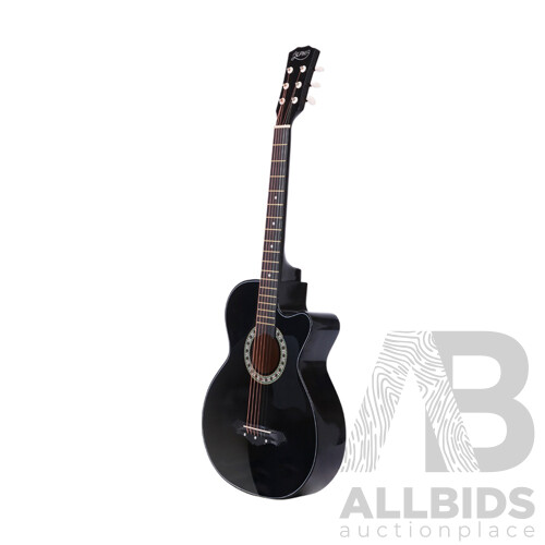 38 Inch Wooden Acoustic Guitar with Accessories set Black - Brand New - Free Shipping
