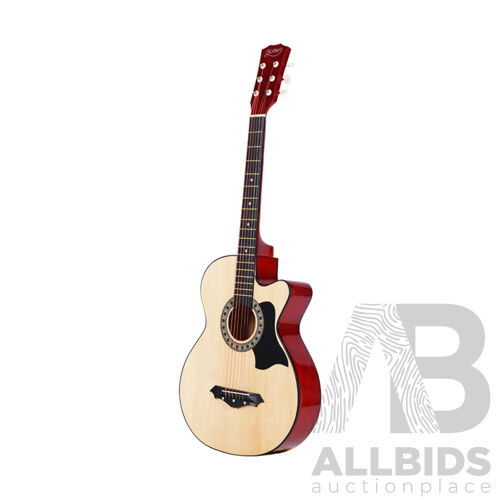 38 Inch Wooden Acoustic Guitar with Accessories set Natural Wood - Brand New - Free Shipping