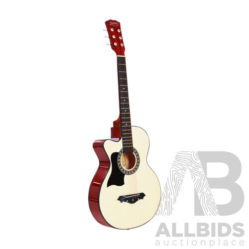 38 Inch Wooden Acoustic Guitar Left handed - Natural Wood - Brand New - Free Shipping