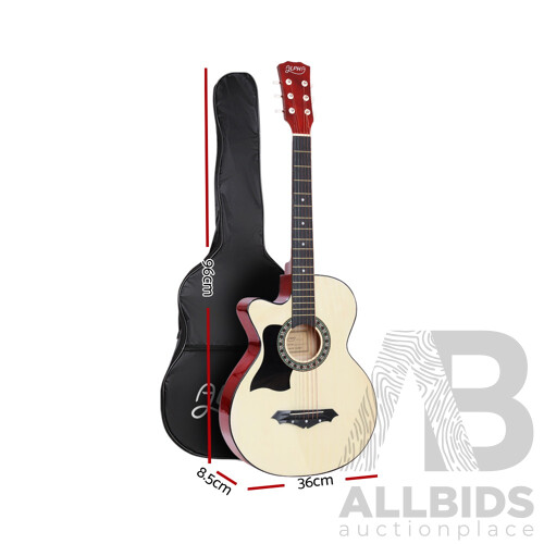 38 Inch Wooden Acoustic Guitar Left handed - Natural Wood - Brand New - Free Shipping