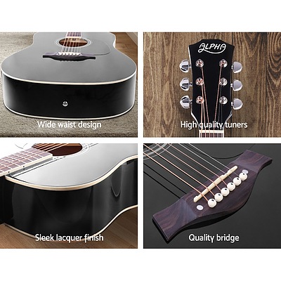 41 Inch Wooden Acoustic Guitar with Accessories set Black - Brand New - Free Shipping
