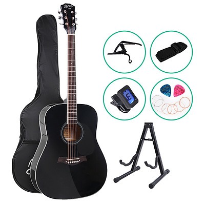 41 Inch Wooden Acoustic Guitar with Accessories set Black - Brand New - Free Shipping