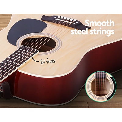 41 Inch Wooden Acoustic Guitar with Accessories set Natural Wood