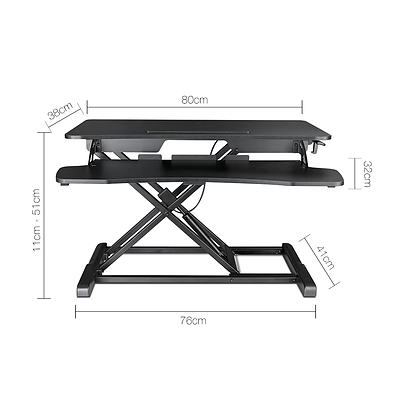 Height Adjustable Standing Desk Riser - Black - Free Shipping