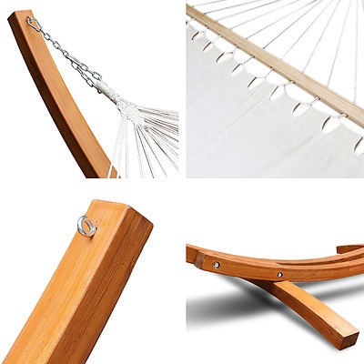 Gardeon Double Hammock with Wooden Hammock Stand - Free Shipping