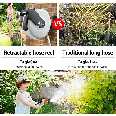 Green Fingers 20m Retractable Water Hose Reel - Brand New - Free Shipping