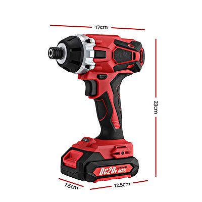 Impact Driver Cordless 20V Lithium Battery Electric Screwdriver Hex Tool