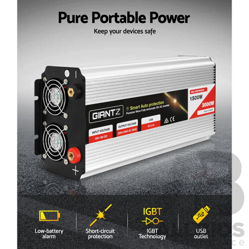 1500W/3000W Pure Sine Wave Power Inverter - Free Shipping