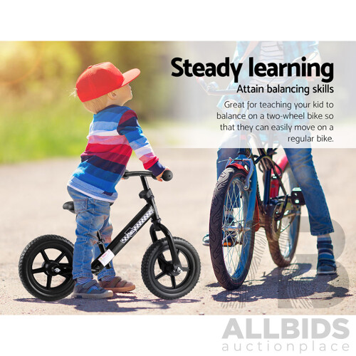 Kids Balance Bike Ride On Toys Push Bicycle Wheels Toddler Baby 12" Bikes Black - Brand New - Free Shipping