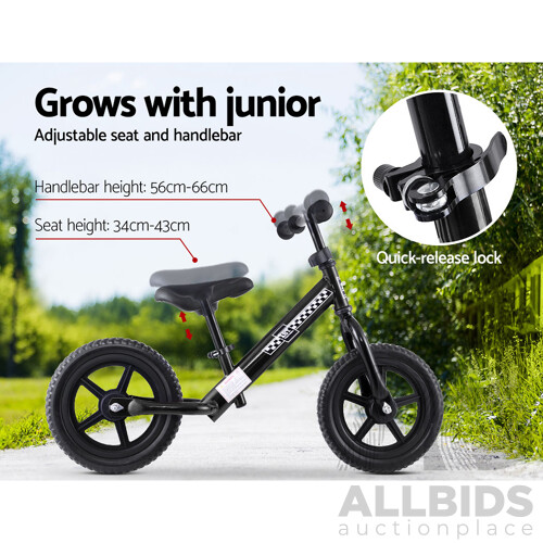 Kids Balance Bike Ride On Toys Puch Bicycle Wheels Toddler Baby 12" Bikes Black - Brand New - Free Shipping