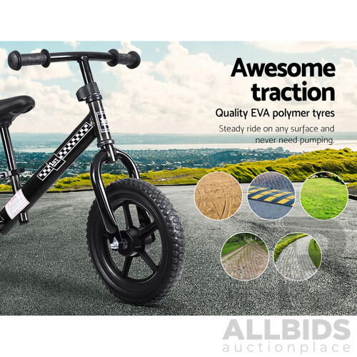Kids Balance Bike Ride On Toys Push Bicycle Wheels Toddler Baby 12" Bikes Black - Brand New - Free Shipping