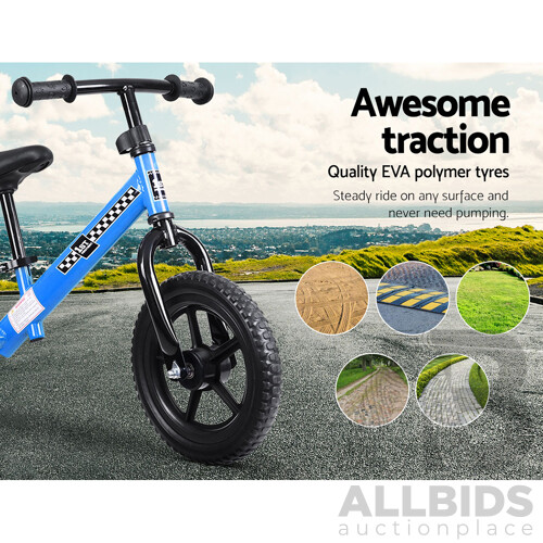 Kids Balance Bike Ride On Toys Push Bicycle Wheels Toddler Baby 12" Bikes Blue - Brand New - Free Shipping