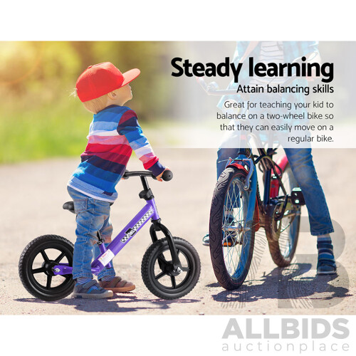 Kids Balance Bike Ride On Toys Puch Bicycle Wheels Toddler Baby 12" Bikes Purple - Brand New - Free Shipping