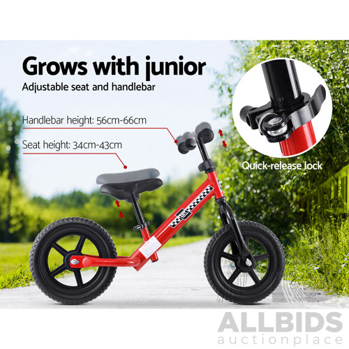 Kids Balance Bike Ride On Toys Push Bicycle Wheels Toddler Baby 12" Bikes Red - Brand New - Free Shipping