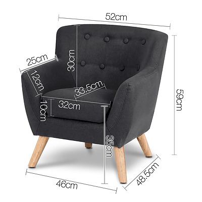 Kid's Fabric Accent Arm Chair - Black - Free Shipping