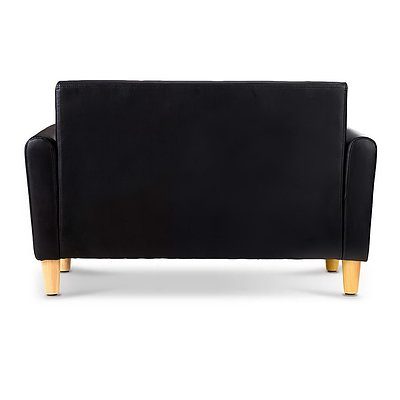 Kids Sofa Storage Armchair 2 Seater Black PU Leather Children Chair Couch  - Brand New - Free Shipping