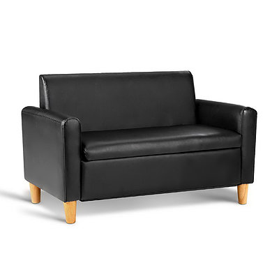 Kids Sofa Storage Armchair 2 Seater Black PU Leather Children Chair Couch  - Brand New - Free Shipping